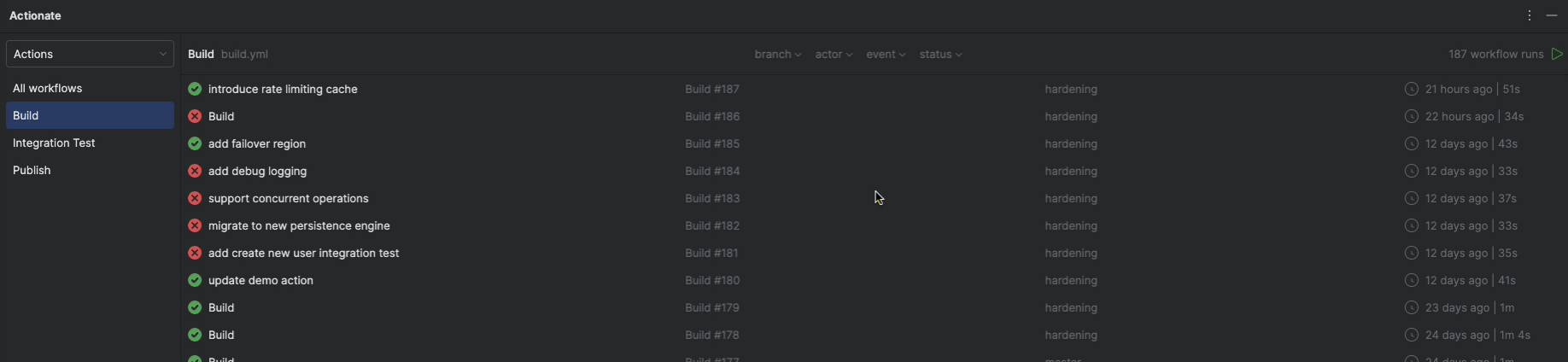 Manually running a workflow from JetBrains